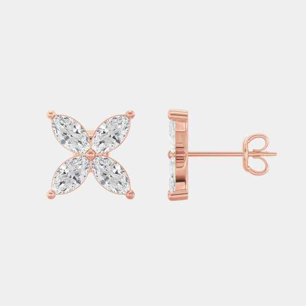 14K Rose Gold Marquise Studs 1.25 CTW
