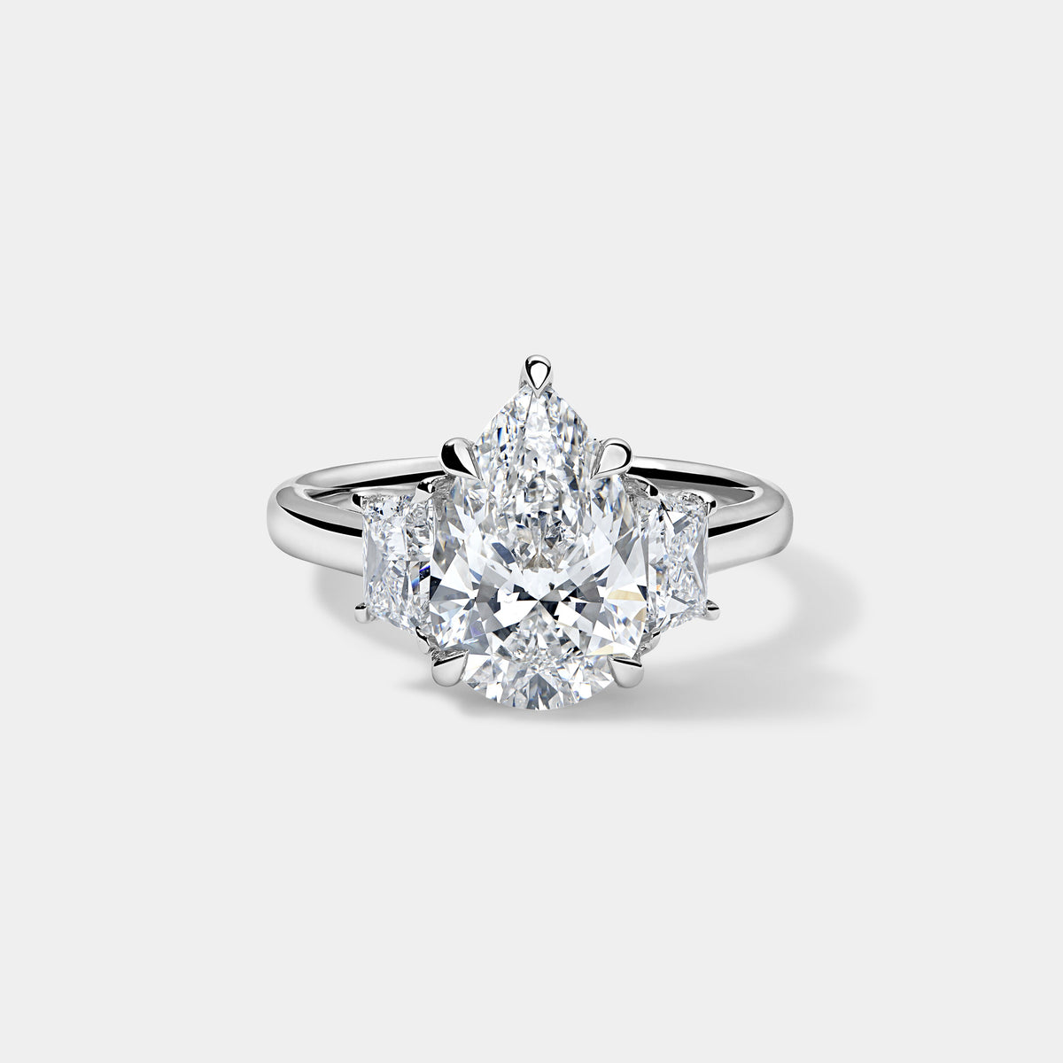 Pear Cut Engagement Ring with Trapezoids
