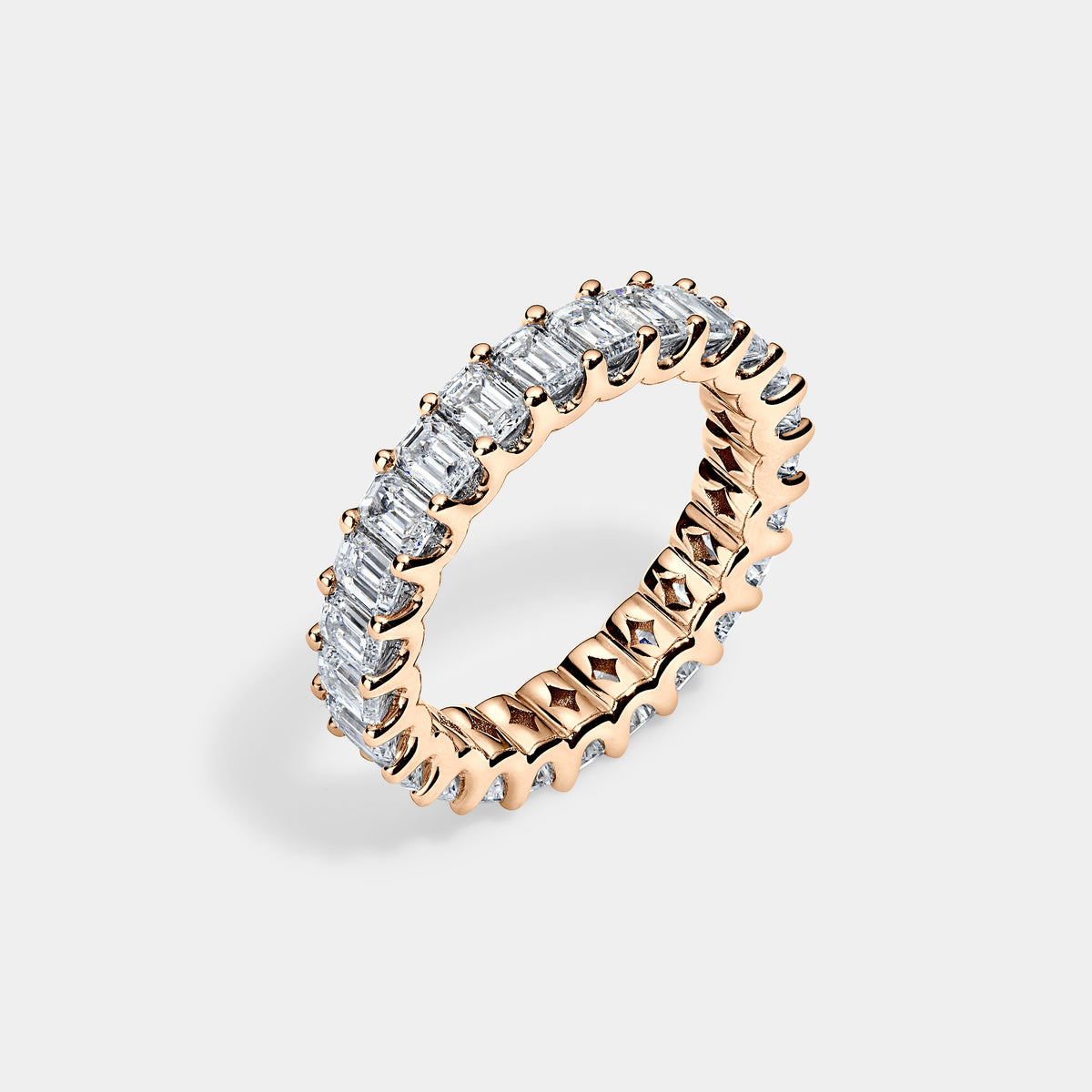 14K Rose Gold U Emerald Eternity Ring 2.75 CTW