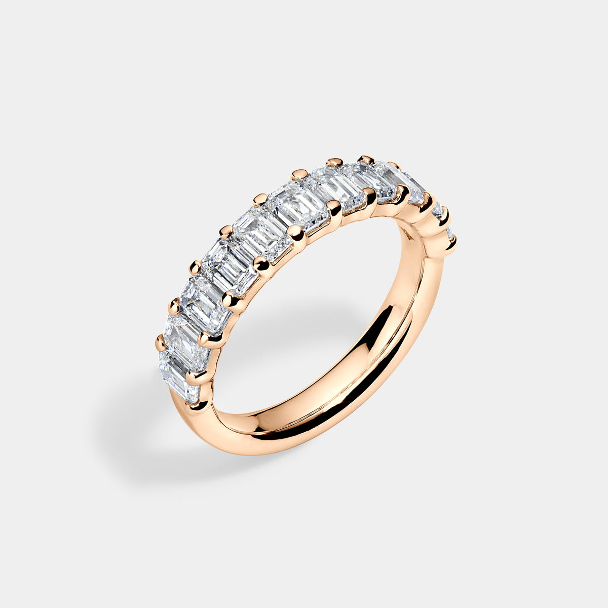 14K Rose Gold Emerald Anniversary Ring 2 CTW