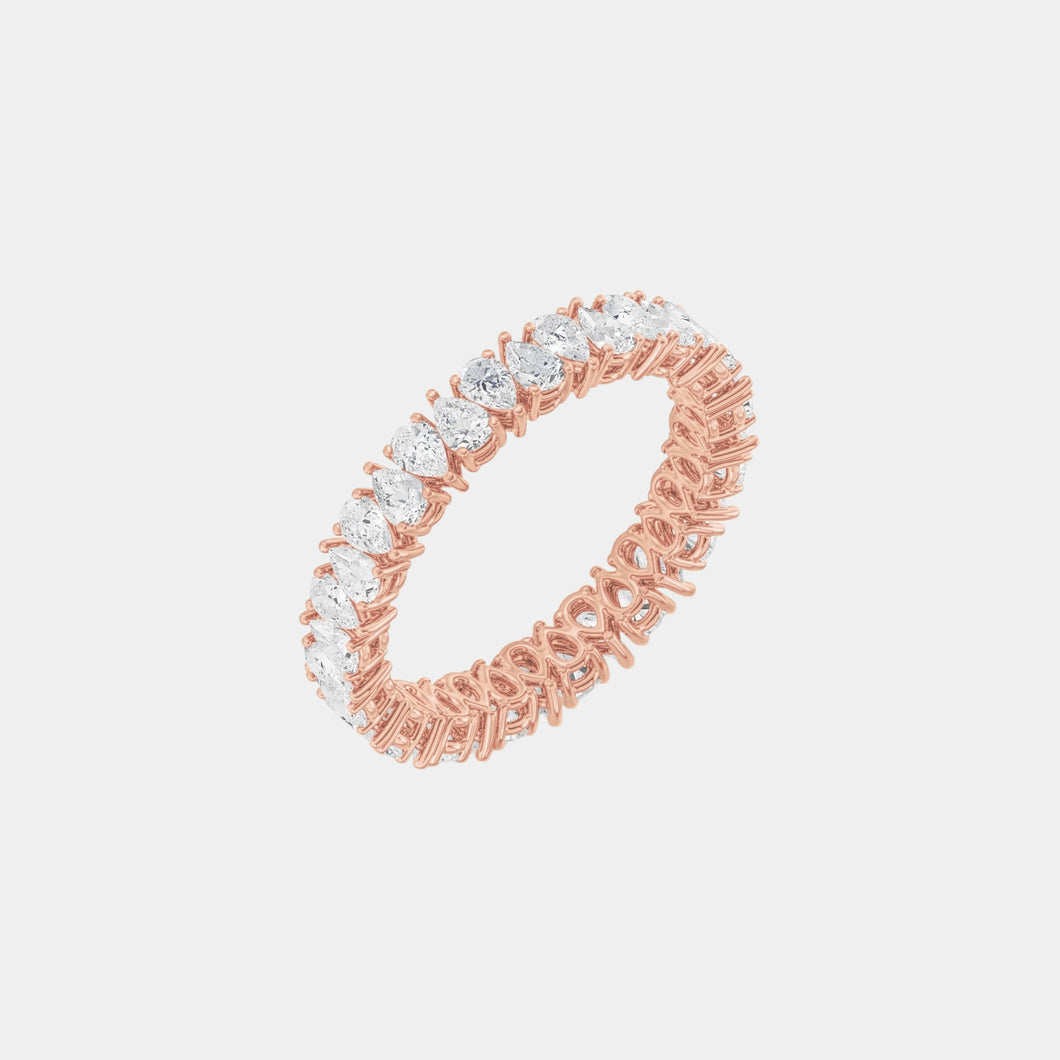 14K Rose Gold Pear Eternity Ring 1.75 CTW