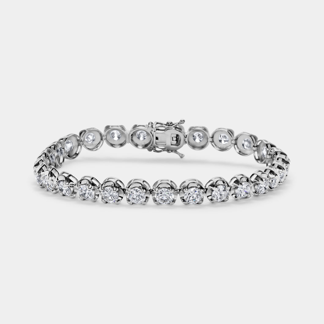 14K White Gold Crown Tennis Bracelet 9 CTW