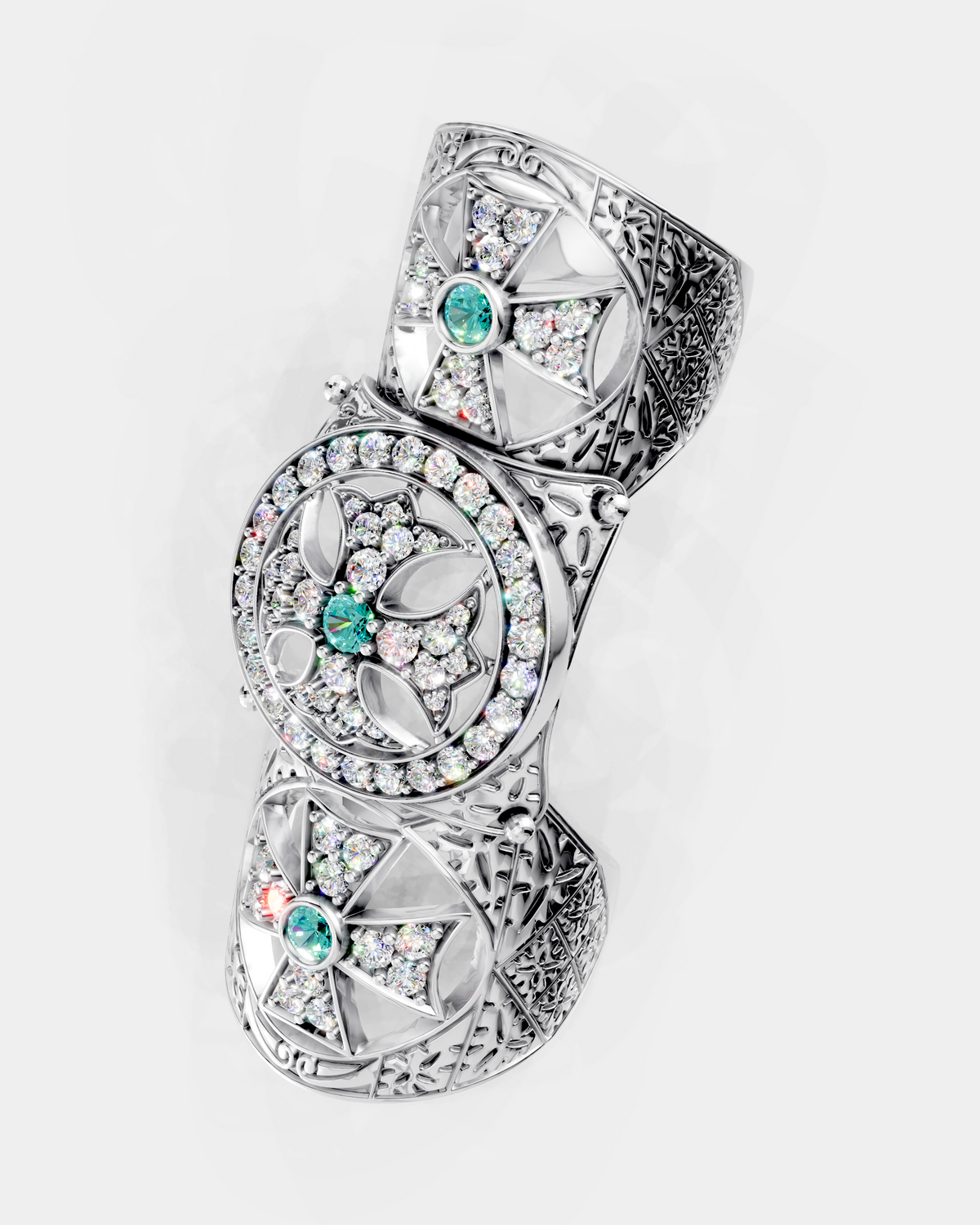 14K White Gold RAVE Articulated Full-Finger Ring 1.80 CTW — photo 2
