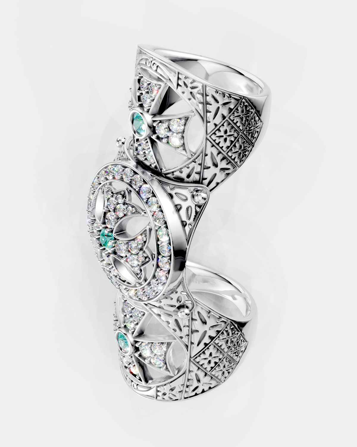 14K White Gold RAVE Articulated Full-Finger Ring 1.80 CTW — photo 4