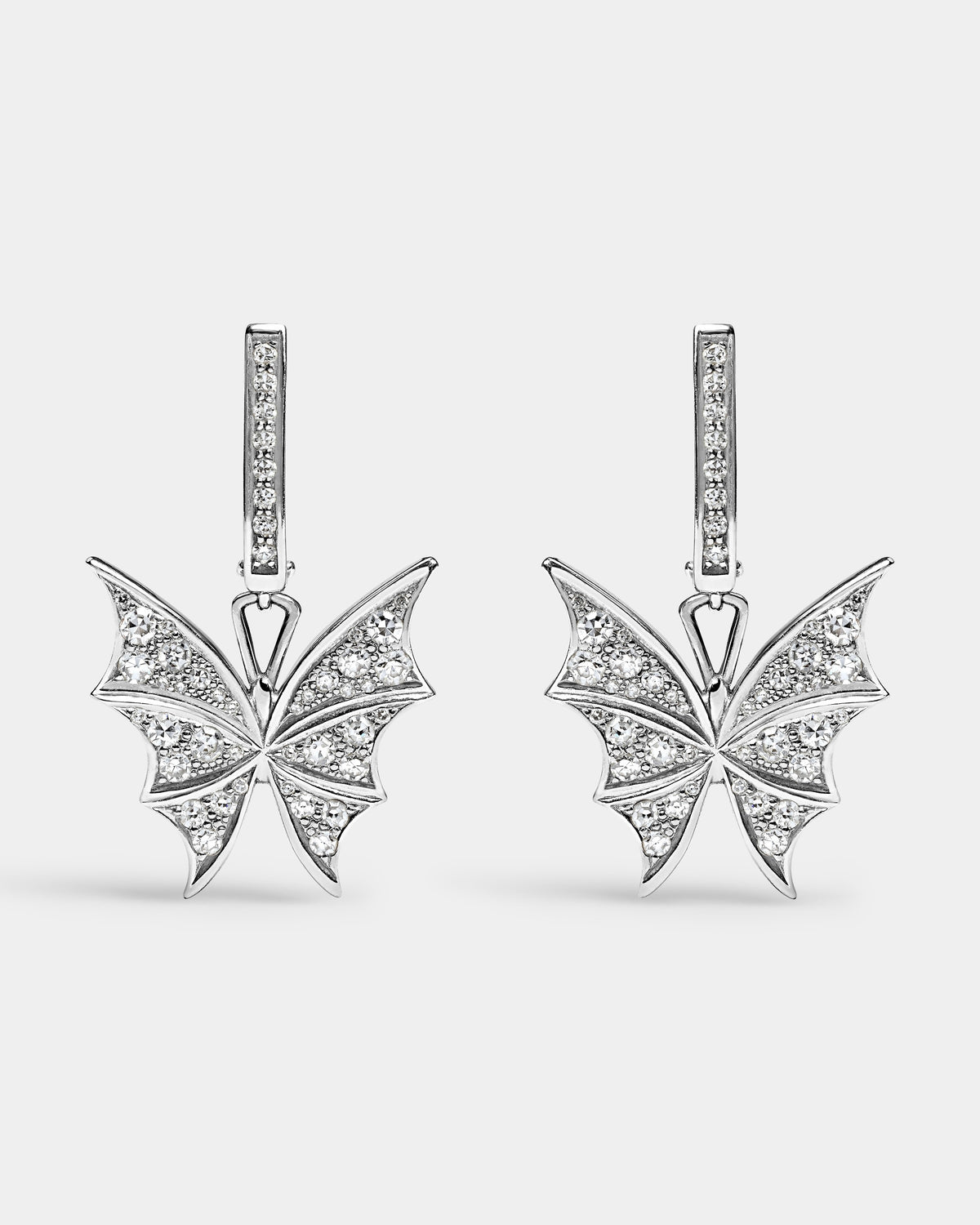 14K White Gold Batwing Diamond Earrings 0.90 CTW