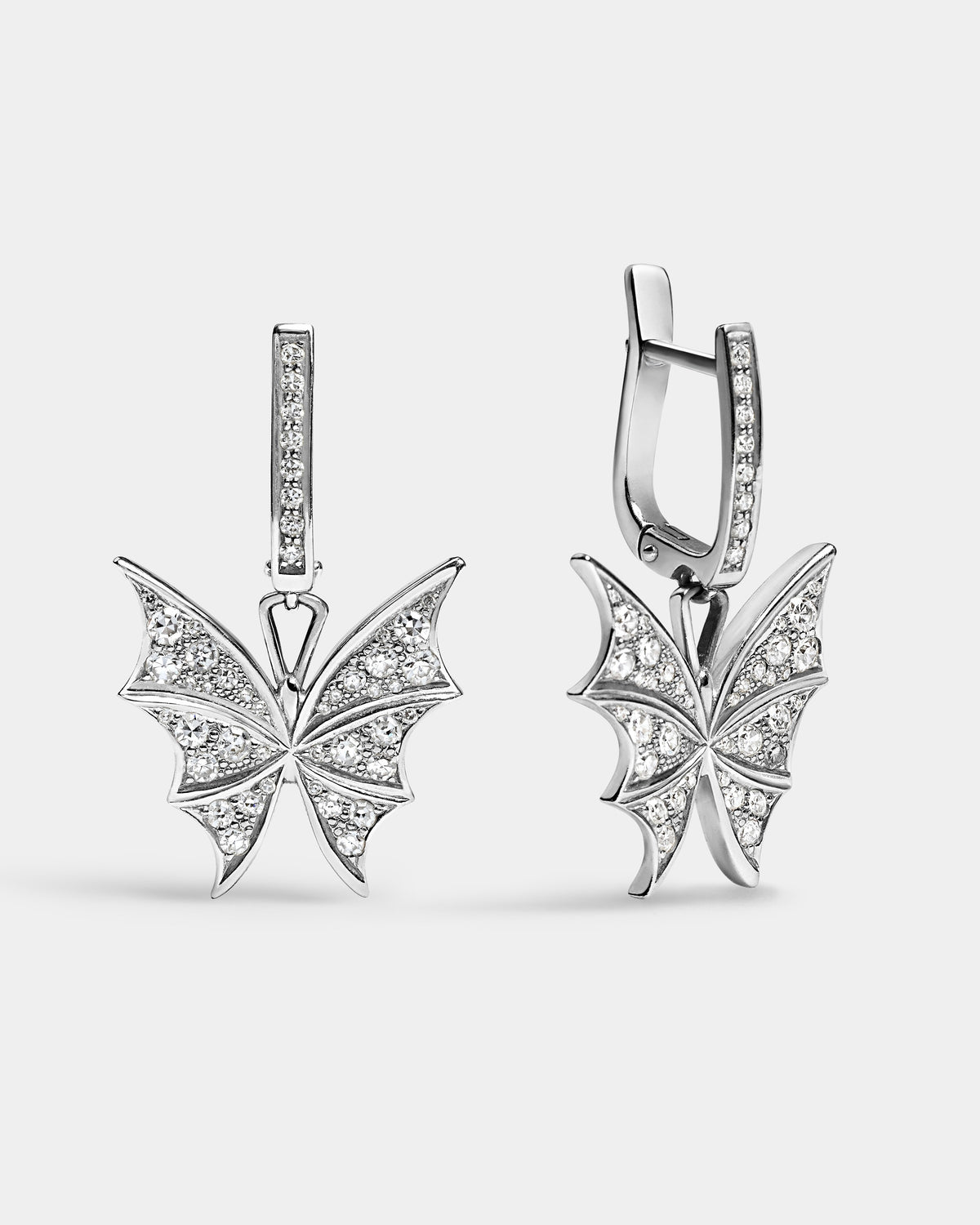 14K White Gold Batwing Diamond Earrings 0.90 CTW — photo 2