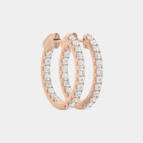 14K Rose Gold Round Hoops 3 CTW
