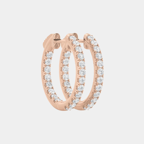 14K Rose Gold Round Hoops 3 CTW — 3.00