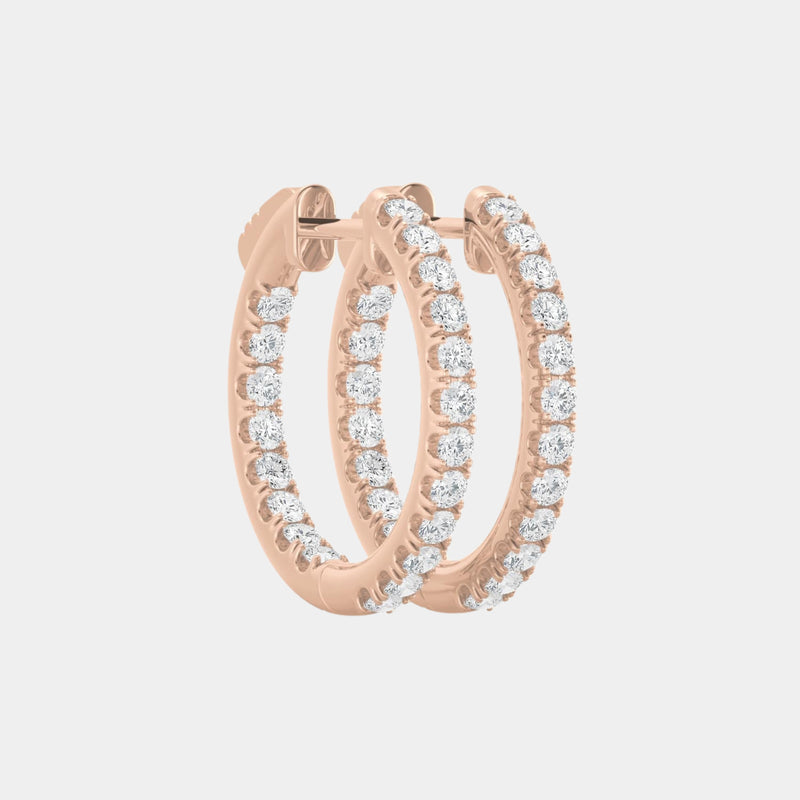 14K Rose Gold Round Hoops 3 CTW — 3.00