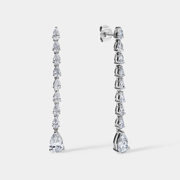 14K White Gold Pear Earrings 2 CTW