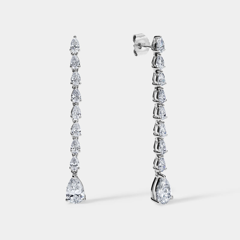 14K White Gold Pear Earrings 2 CTW