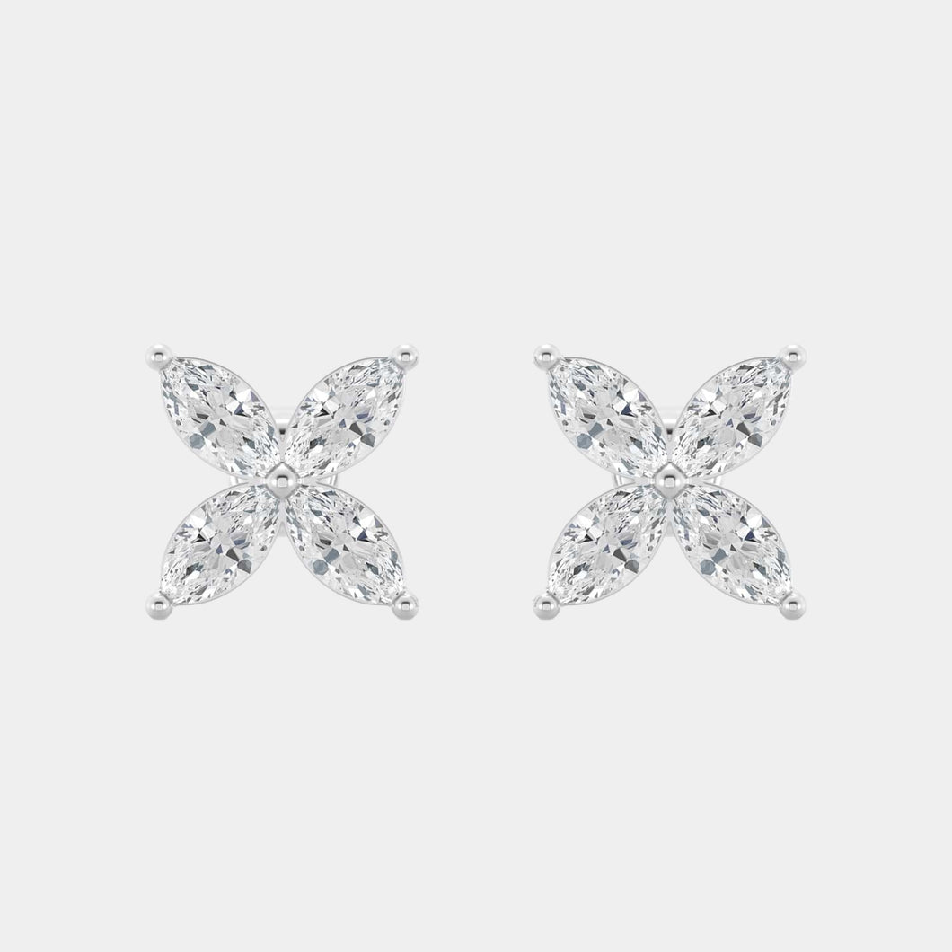 14K White Gold Marquise Studs 1.25 CTW
