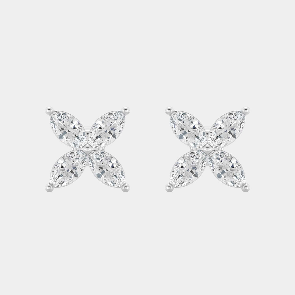 14K White Gold Marquise Studs 1.25 CTW