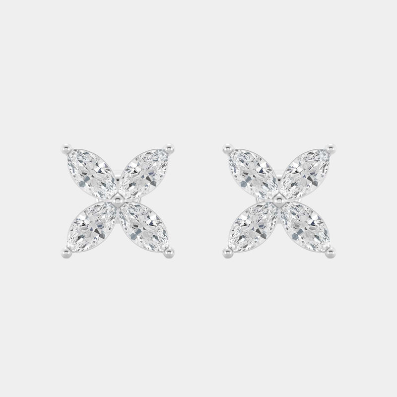 14K White Gold Marquise Studs 1.25 CTW