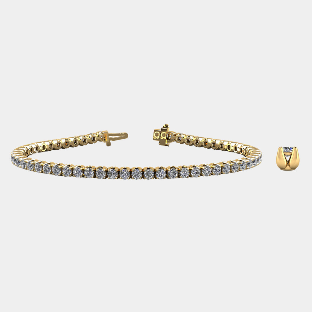 14K Yellow Gold Tulip Tennis Bracelet 10 CTW – Natural Diamond G-H I1