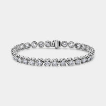 14K White Gold Crown Tennis Bracelet 9 CTW