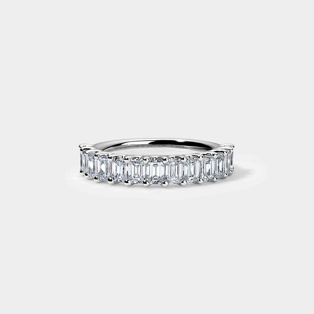 14K White Gold Emerald U Anniversary Ring 2 CTW – Eco Diamond (Lab-Created Diamond) / 2.50