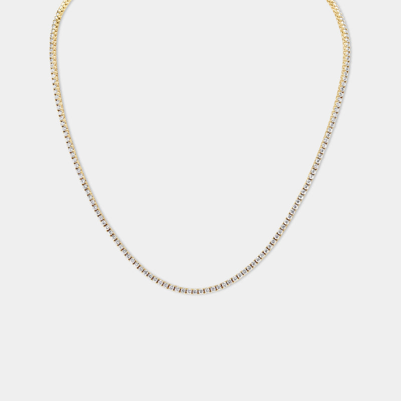 14K Yellow Gold Classic Tennis Necklace 6 CTW – Eco Diamond (Lab-Created Diamond) — (1)