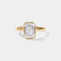 Bezel Set Emerald Cut Solitaire Engagement Ring