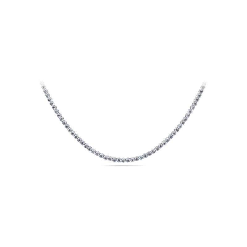 14K White Gold Classic Tennis Necklace 19 CTW