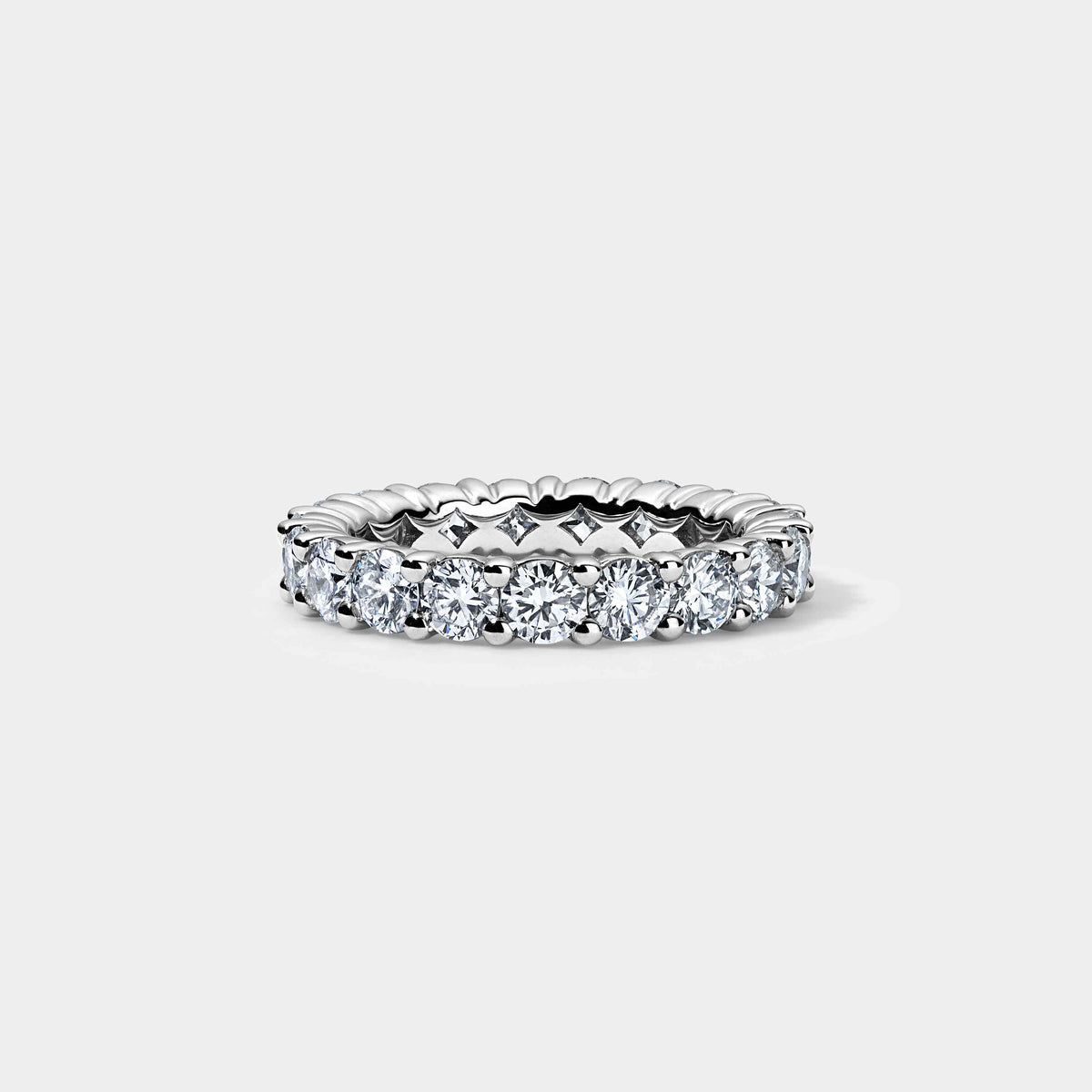 14K White Gold Round Shared Eternity Ring 2 CTW