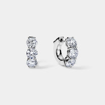 14K White Gold 3 Stone Huggies 4 CTW