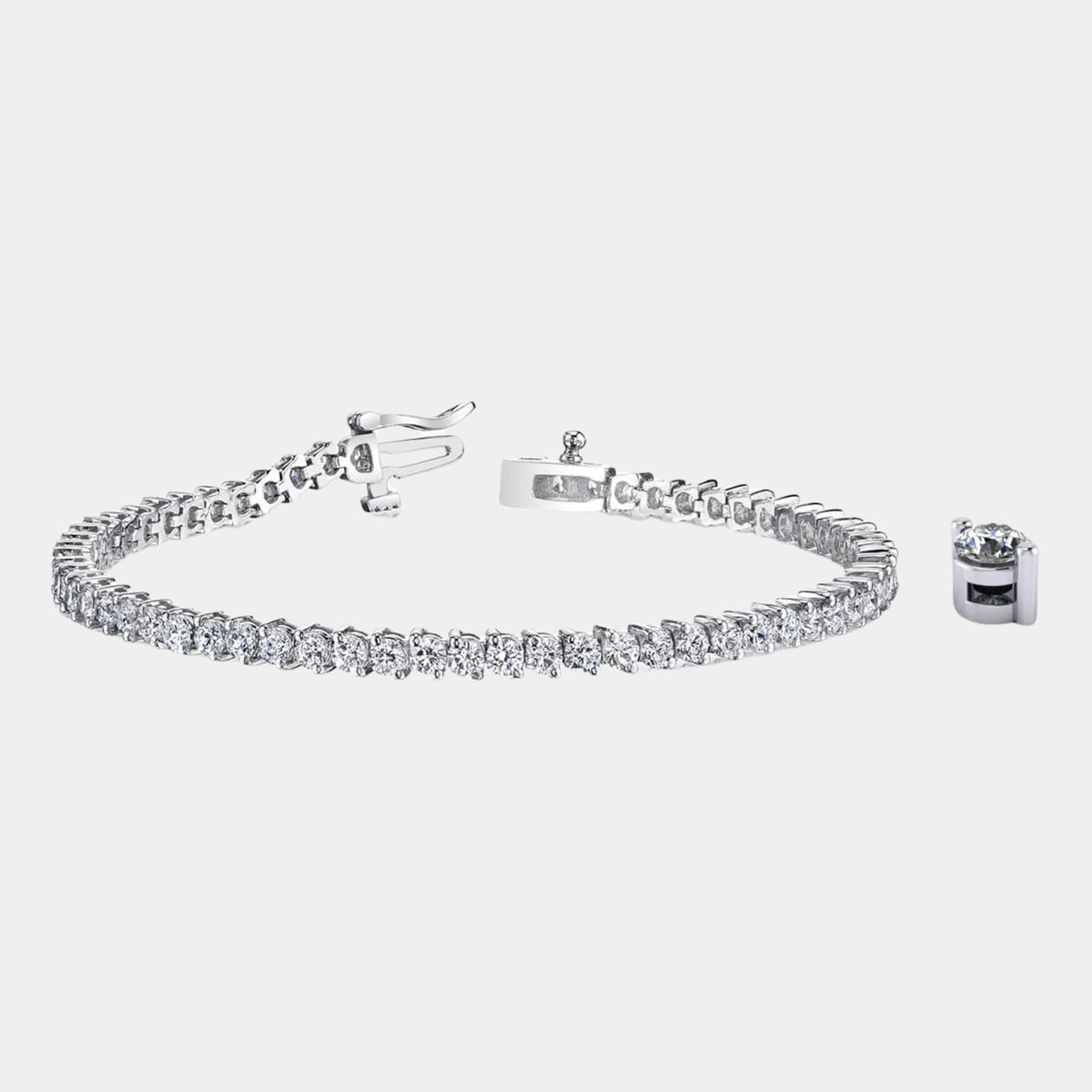 14K White Gold 2-Prong Tennis Bracelet 10 CTW – Eco Diamond (Lab-Created Diamond)