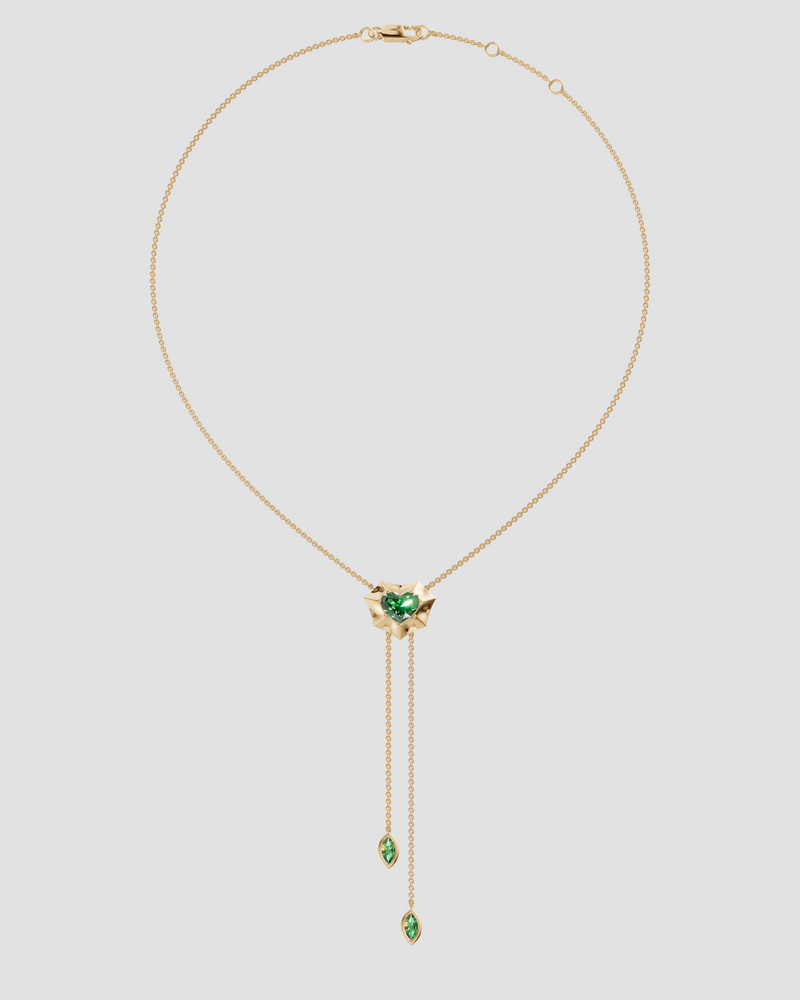 14K Yellow Gold Bat Heart Necklace