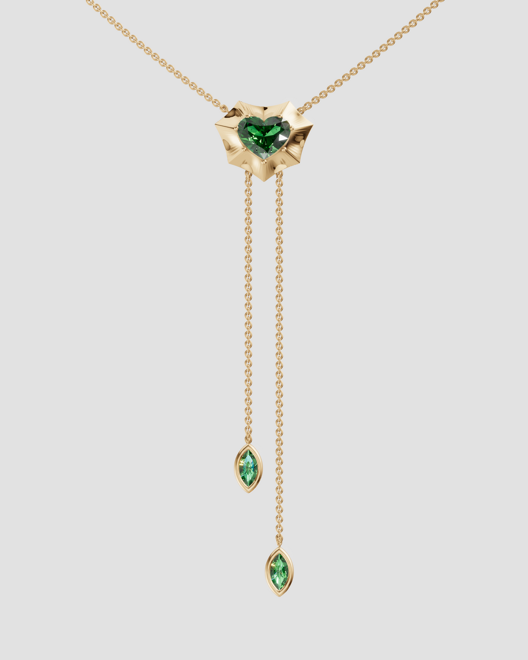 14K Yellow Gold Bat Heart Necklace