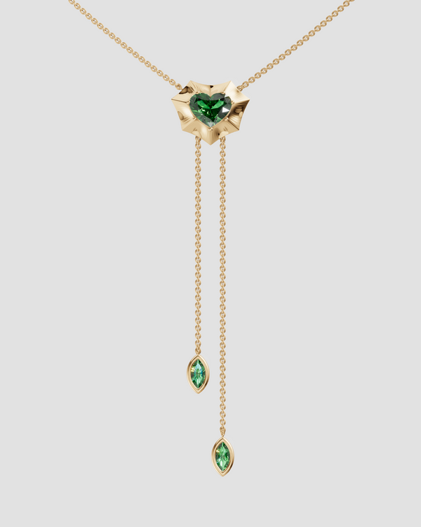 14K Yellow Gold Bat Heart Necklace