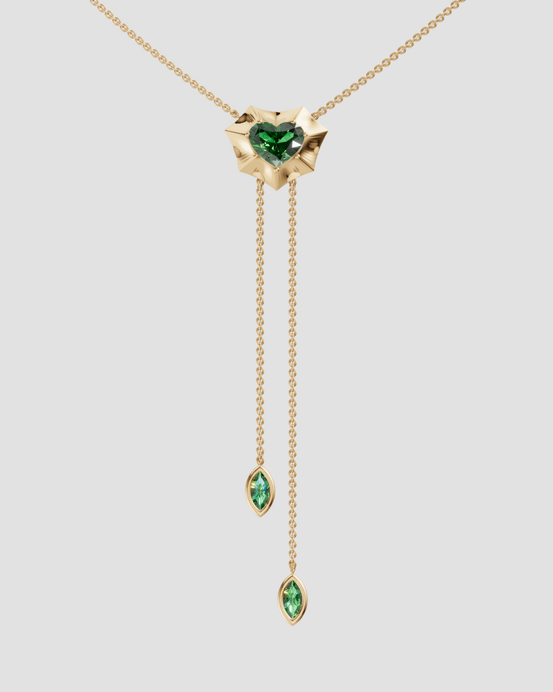 14K Yellow Gold Bat Heart Necklace