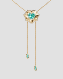 14K Yellow Gold Bat Heart Diamond Necklace