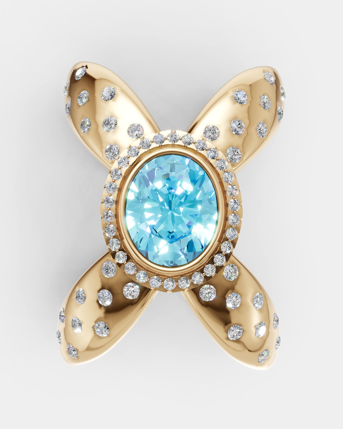 14K Yellow Gold Dots Diamond Half-Finger Ring — photo 4