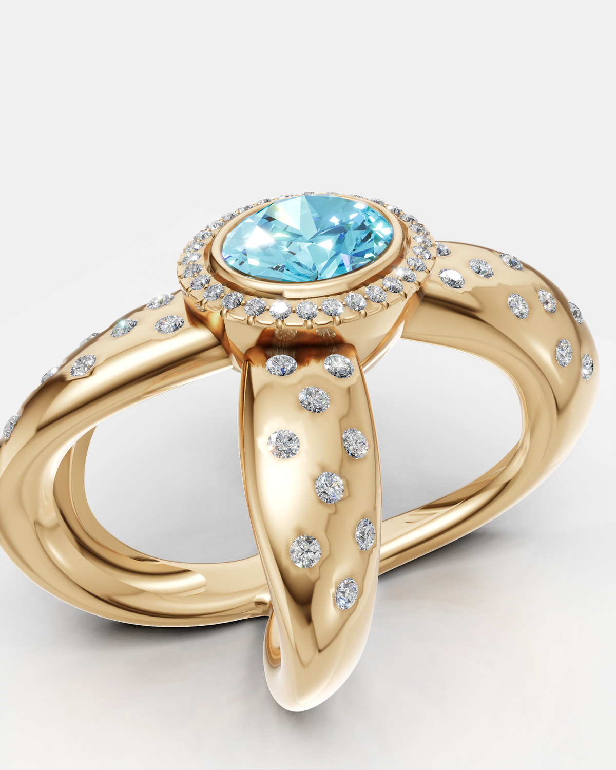 14K Yellow Gold Dots Diamond Half-Finger Ring — photo 5