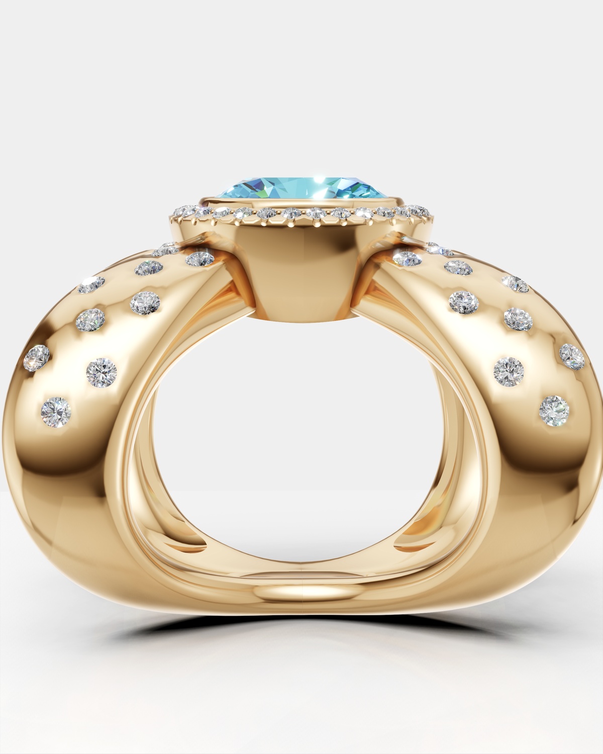 14K Yellow Gold Dots Diamond Half-Finger Ring — photo 6