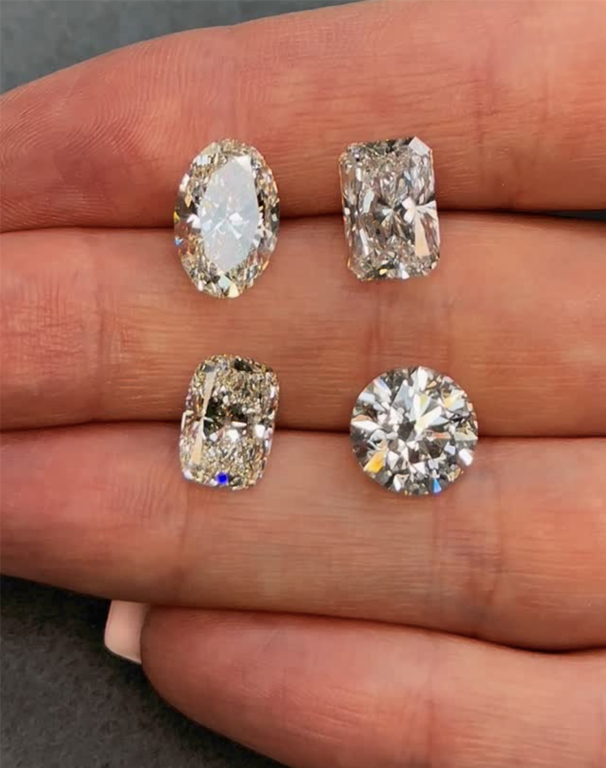 A loose diamond held against the light
