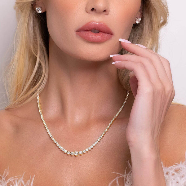 18K Yellow Gold Graduating Necklace 14 CTW — 14.00