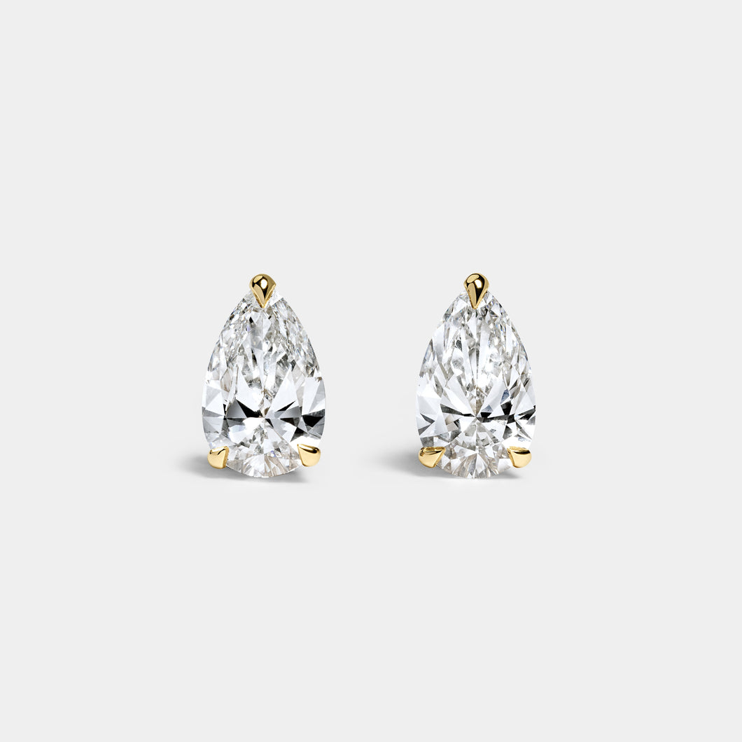 14K Yellow Gold Pear Studs 9 CTW