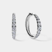 14K White Gold Graduation Hoops 3 CTW