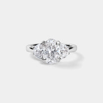 Oval Cut Engagement Ring with Half Moons