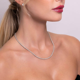14K White Gold Classic Tennis Necklace 8 CTW – Eco Diamond (Lab-Created Diamond)