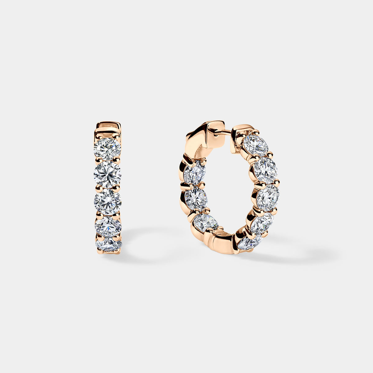 14K Rose Gold Inside Out Hoops 4 CTW
