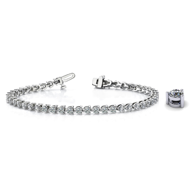 14K White Gold 3-Prong Tennis Bracelet 11 CTW – Eco Diamond (Lab-Created Diamond) — (1)