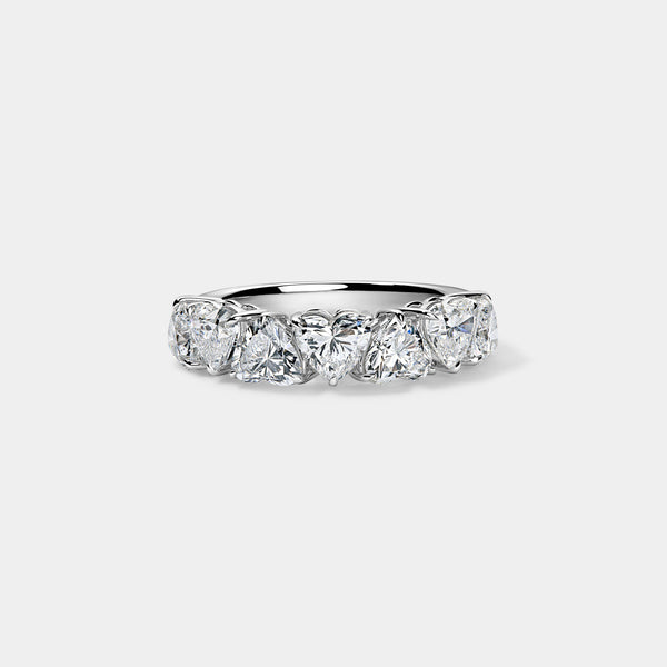 14K White Gold Heart Anniversary Ring 3.5 CTW