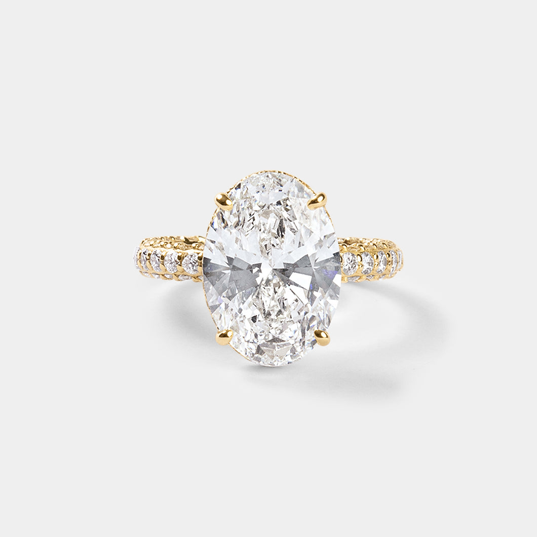 Oval Cut Engagement Ring with Diamond Pavé