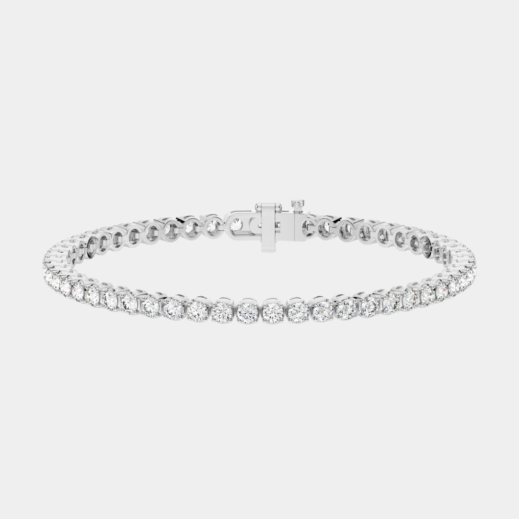 14K White Gold 4-Prong Round Tennis Bracelet 5 CTW – Eco Diamond (Lab-Created Diamond)