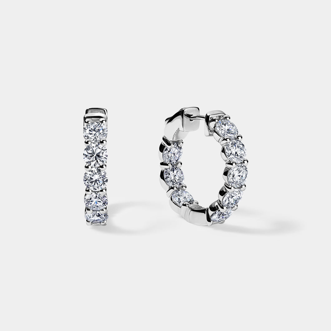 14K White Gold Inside Out Hoops 4 CTW