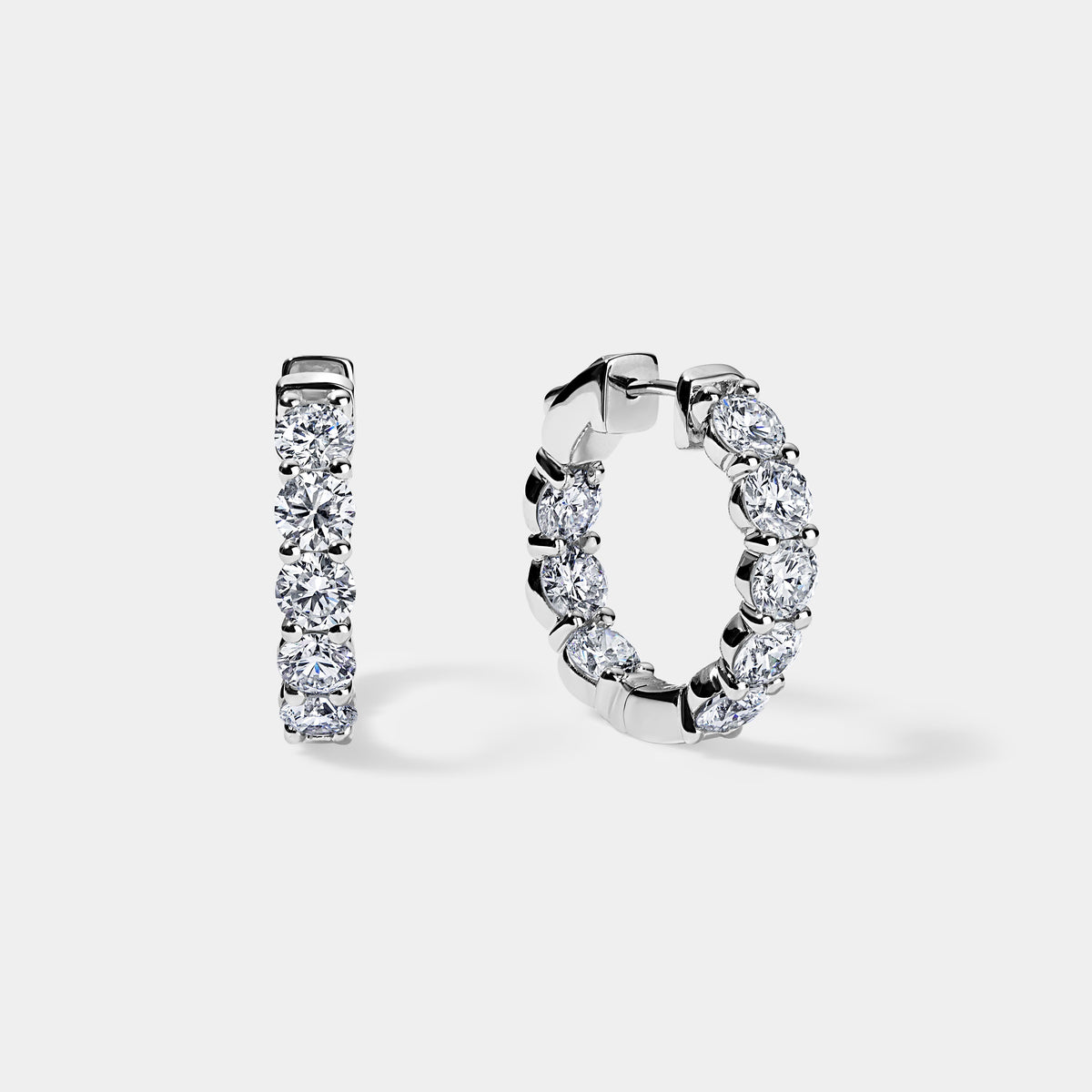 14K White Gold Inside Out Hoops 4 CTW