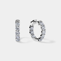14K White Gold Inside Out Hoops 4 CTW