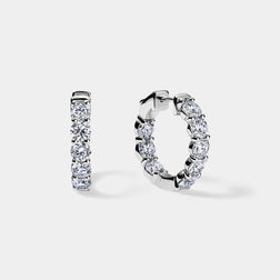 14K White Gold Inside Out Hoops 4 CTW